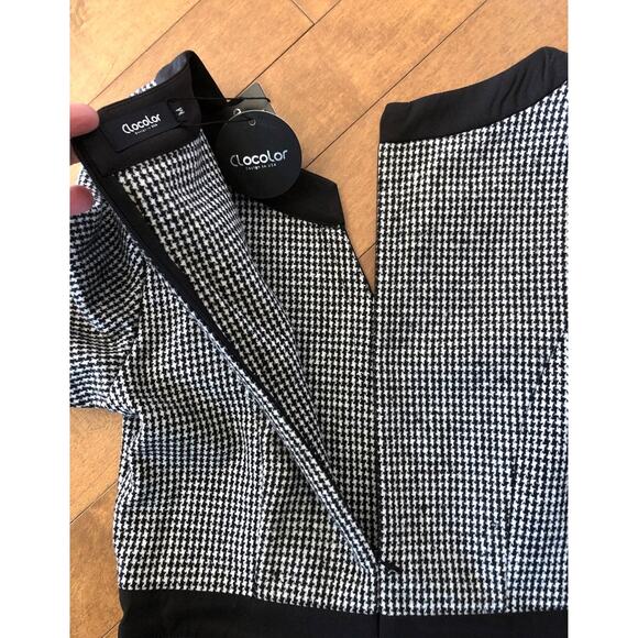 NWT Womens Black White Herringbone Split Neck dress size M - Picture 12 of 12